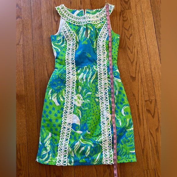 💚💙Lilly Pulitzer Limeade Roar of The Jungle Blue & Green Shift Dress Size 0💚 - Picture 14 of 16